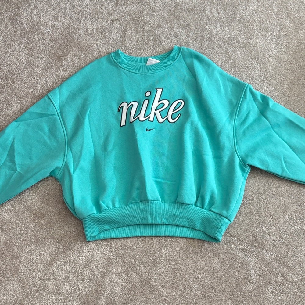Nike Kids Aqua Crew Neck Cropped Sweater